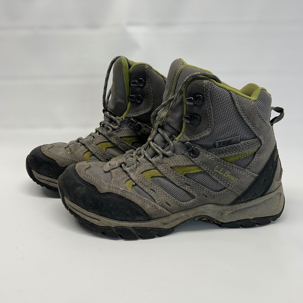 LL Bean Trail Model Hiking Boots Mens 7.5 Gray Green TEK2.5 Waterproof 258495